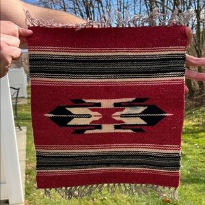 Vintage Chimayo New Mexico Geometric Southwestern Style Handwoven Wool Tapestry